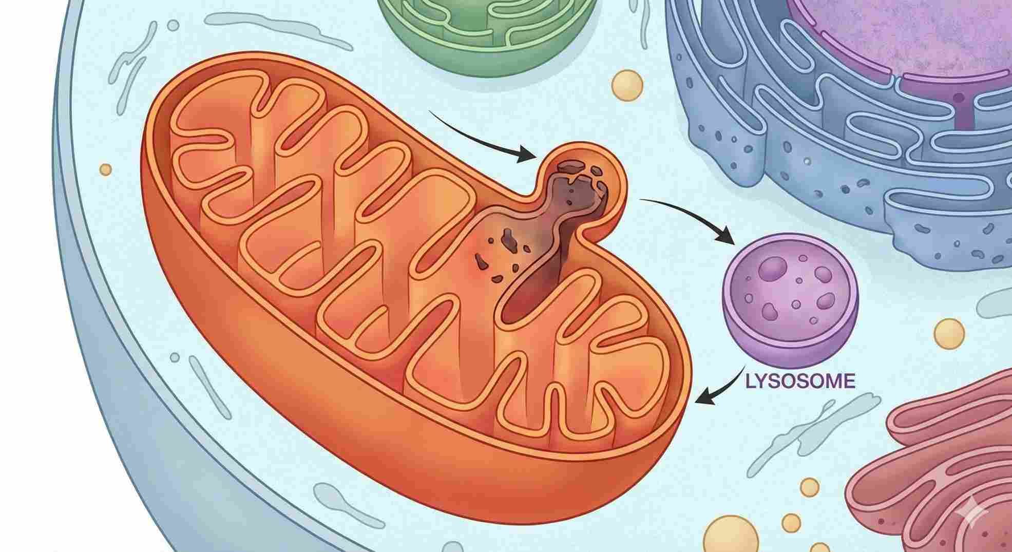 Diagram of VDIM mechanism showing how can mitochondria be repaired by removing damaged cristae