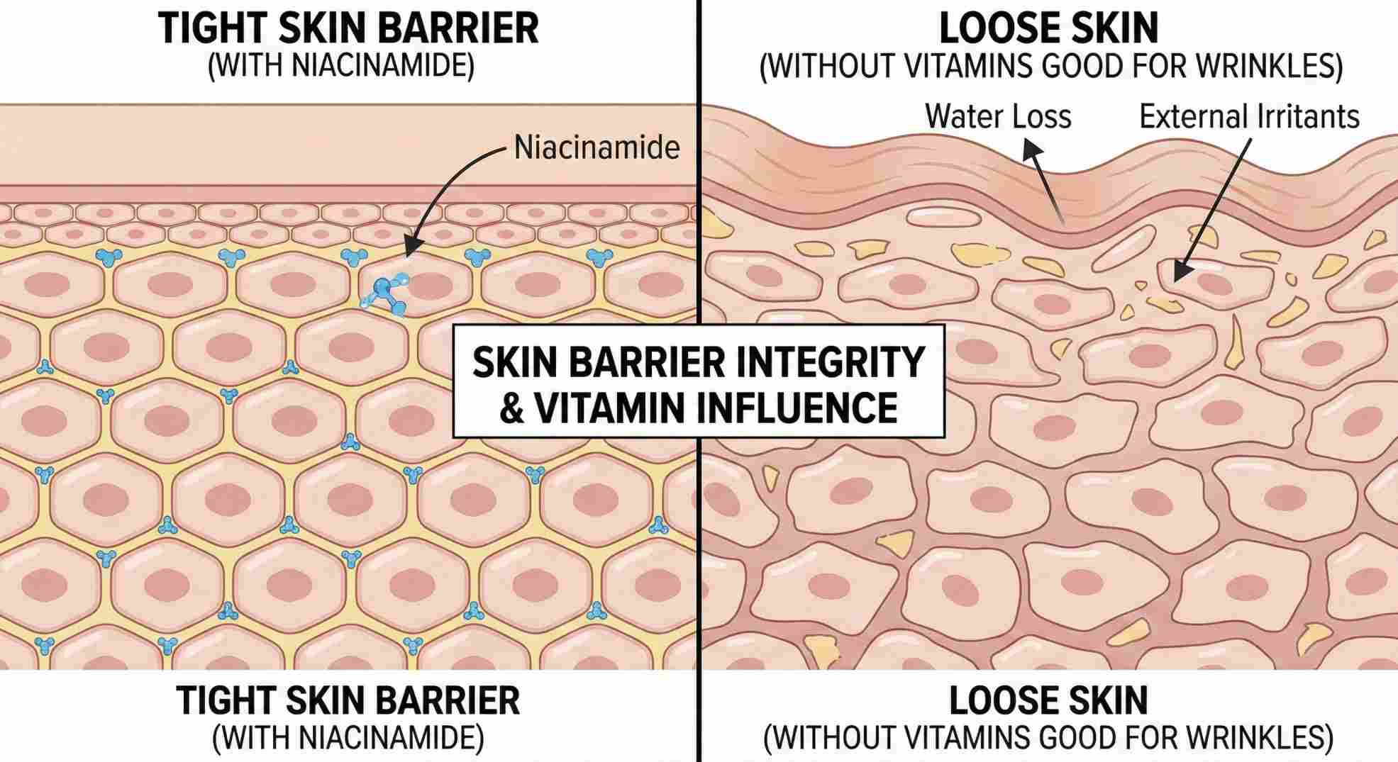 Vitamin B3 niacinamide effects on skin barrier