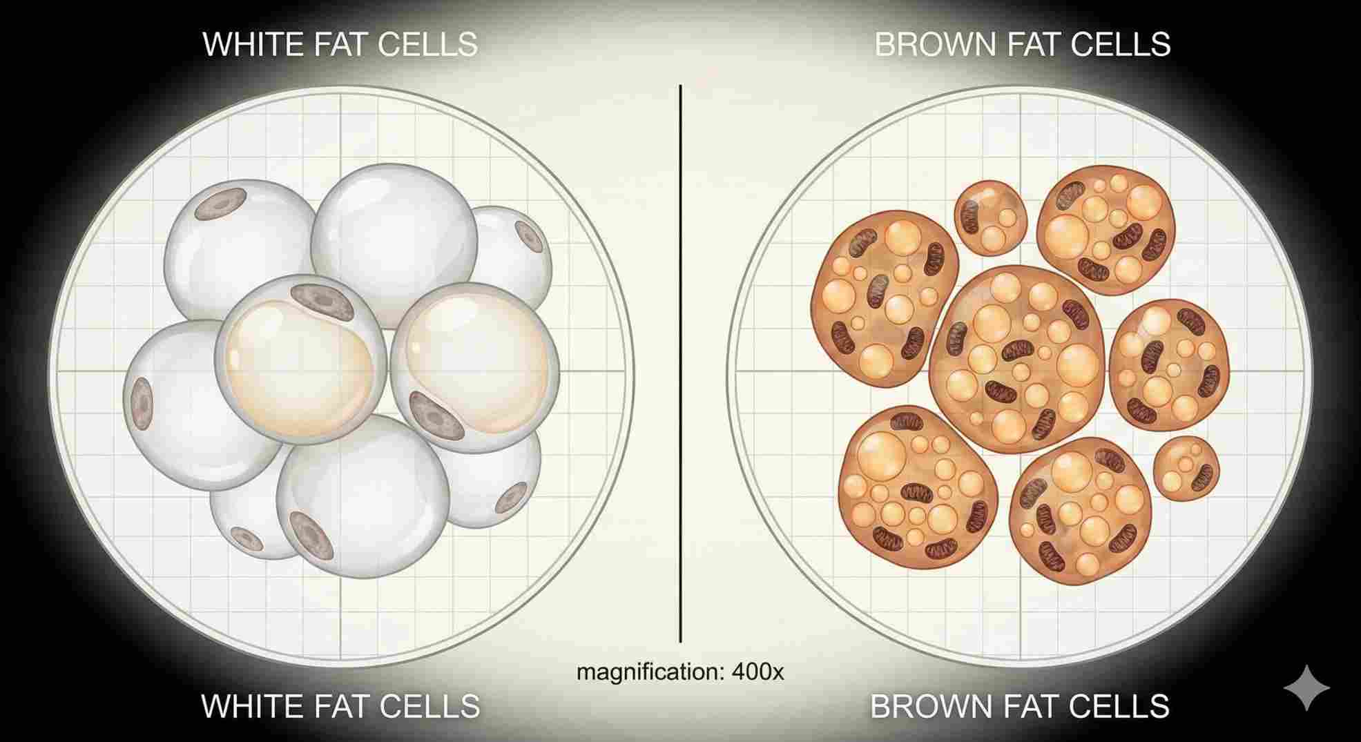 brown adipose tissue vs white fat mitochondrial density
