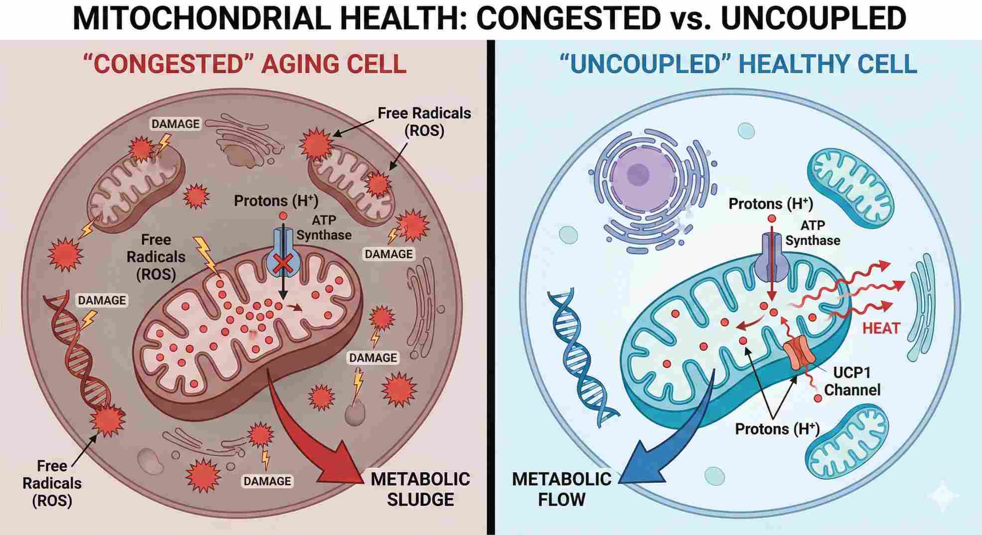 cellular benefits of mitochondrial uncoupling for aging