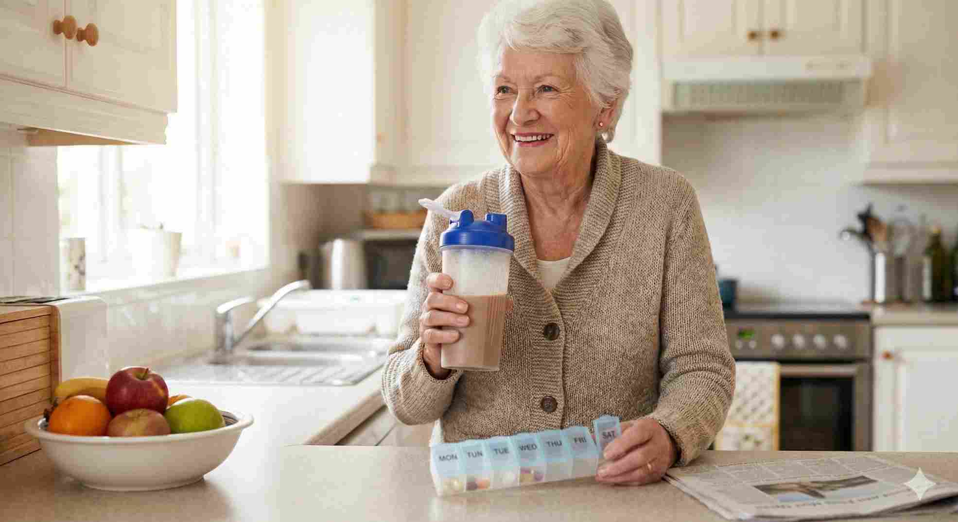 Medicine for old age weakness including protein and vitamins